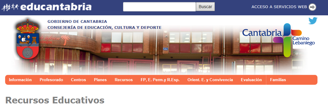 Cabecera web de Educantabria, recursos educativos