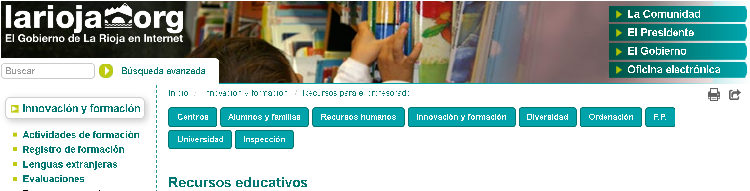 Cabecera de la web de recursos educativos de La Rioja